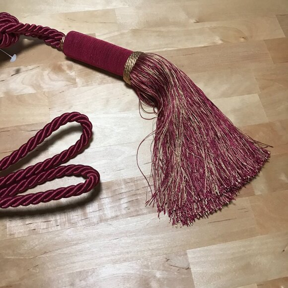 Vintage Rodeo Home Aurbergine Gold Curtain Braided Rope Tassel Drape Tieback 29" - Picture 5 of 7